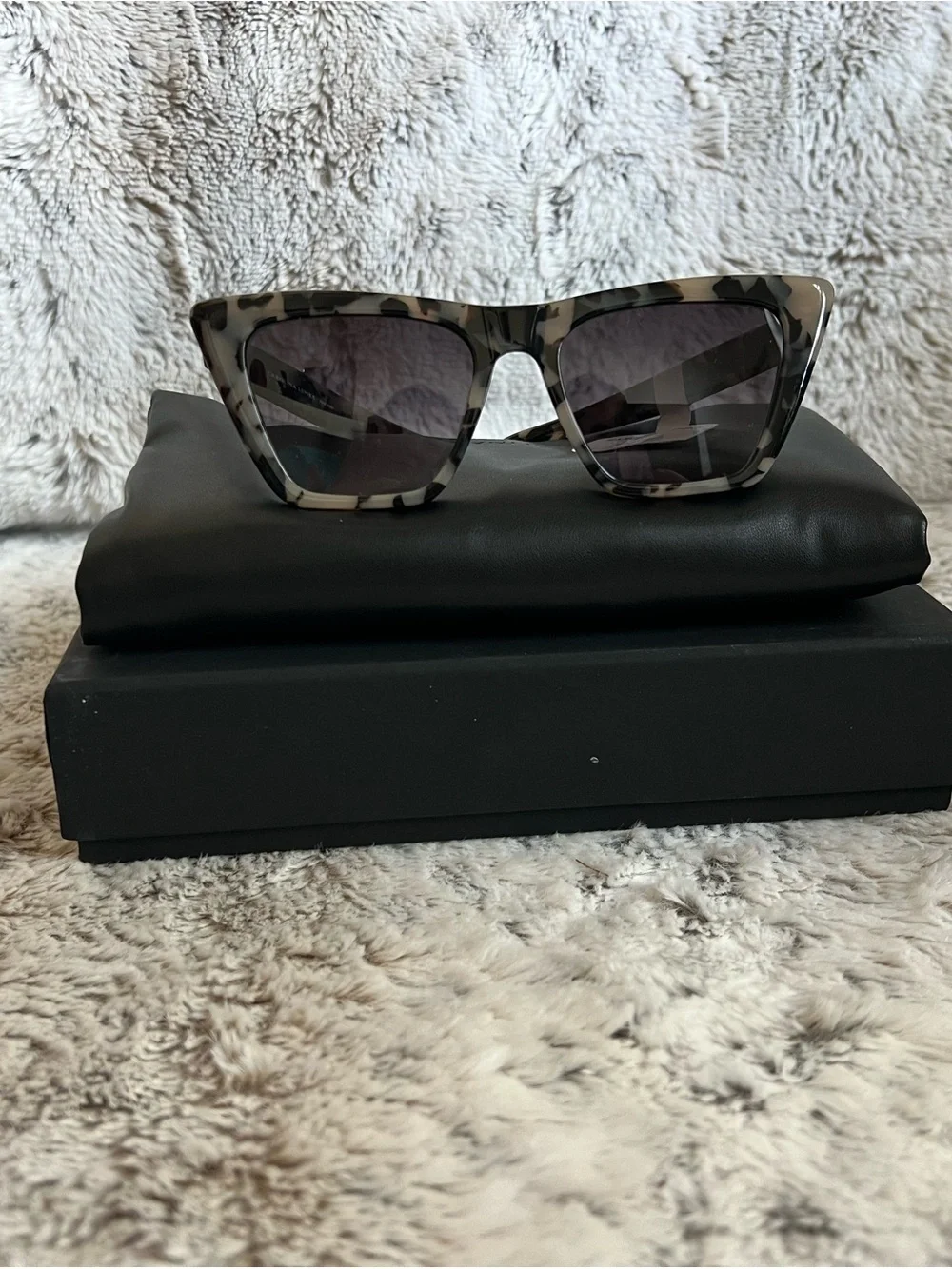 Carolina Lemke Berlin Milky Grey Tortoiseshell Cat-Eye Sunglasses - Gray Lenses